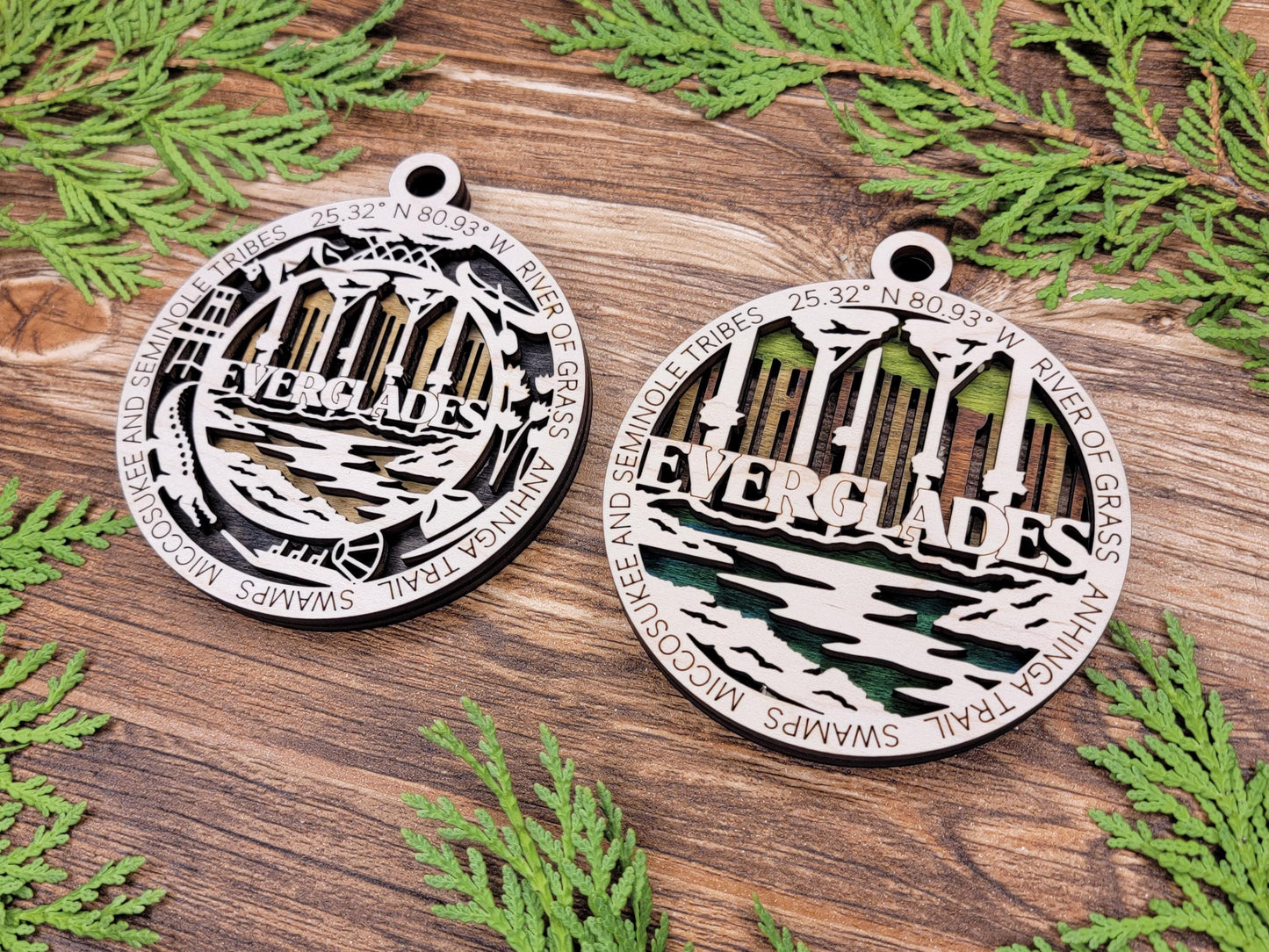 Everglades National Park Ornaments | Handcrafted | Wooden | Laser-Cut | Gift