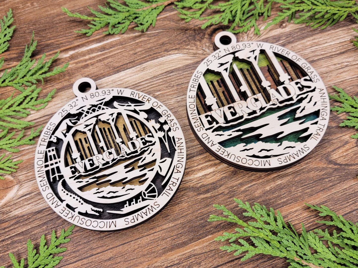 Everglades National Park Ornaments | Handcrafted | Wooden | Laser-Cut | Gift