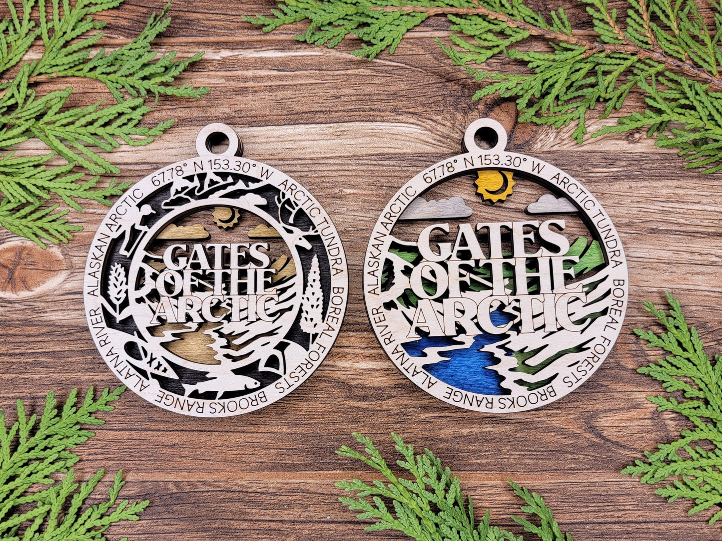 Gates of the Arctic National Park Ornaments | Handcrafted | Wooden | Laser-Cut | Gift