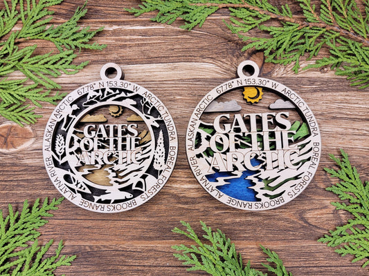 Gates of the Arctic National Park Ornaments | Handcrafted | Wooden | Laser-Cut | Gift