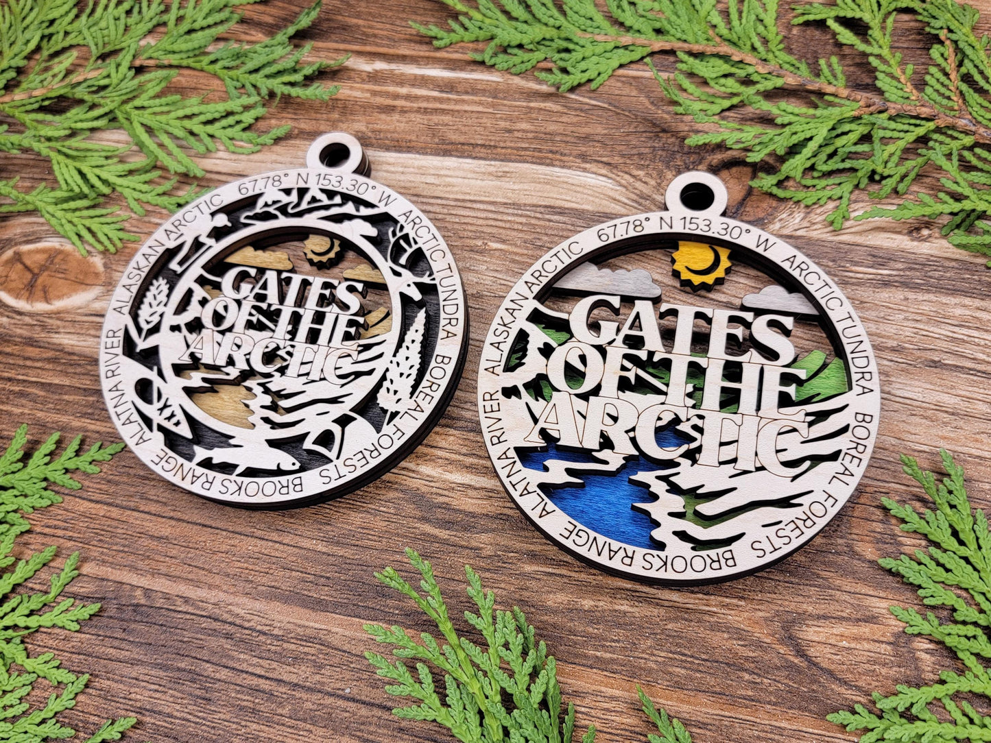 Gates of the Arctic National Park Ornaments | Handcrafted | Wooden | Laser-Cut | Gift