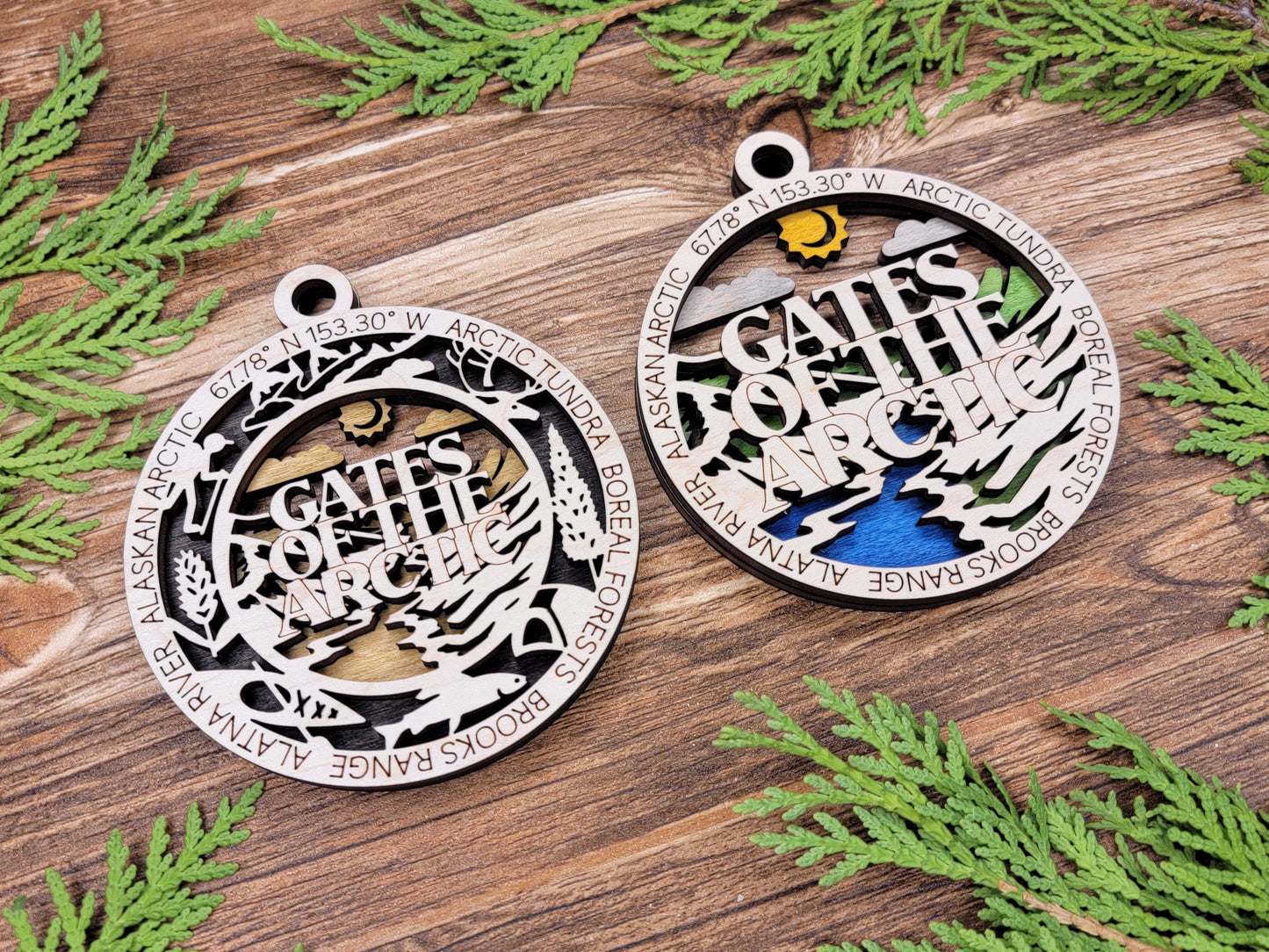 Gates of the Arctic National Park Ornaments | Handcrafted | Wooden | Laser-Cut | Gift