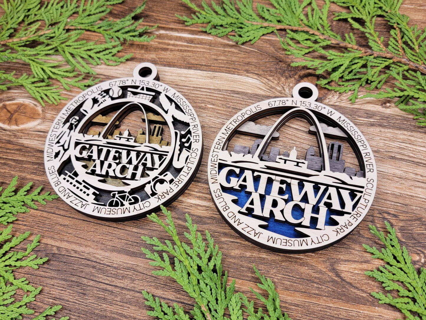 Gateway Arch National Park Ornaments | Handcrafted | Wooden | Laser-Cut | Gift