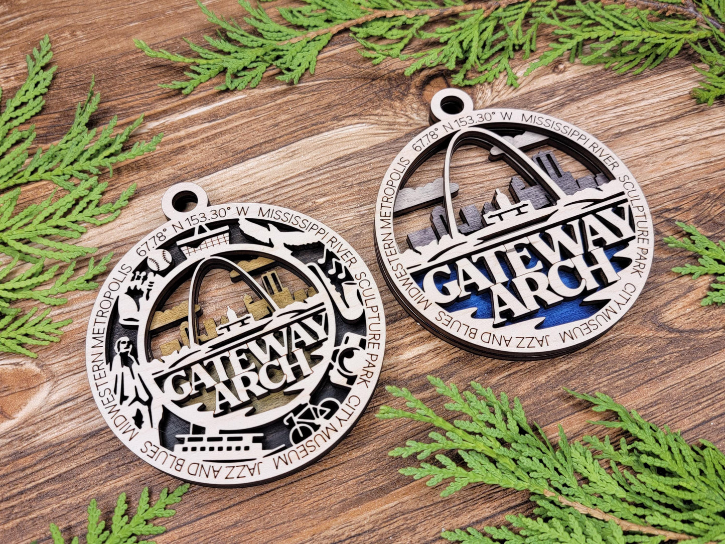 Gateway Arch National Park Ornaments | Handcrafted | Wooden | Laser-Cut | Gift