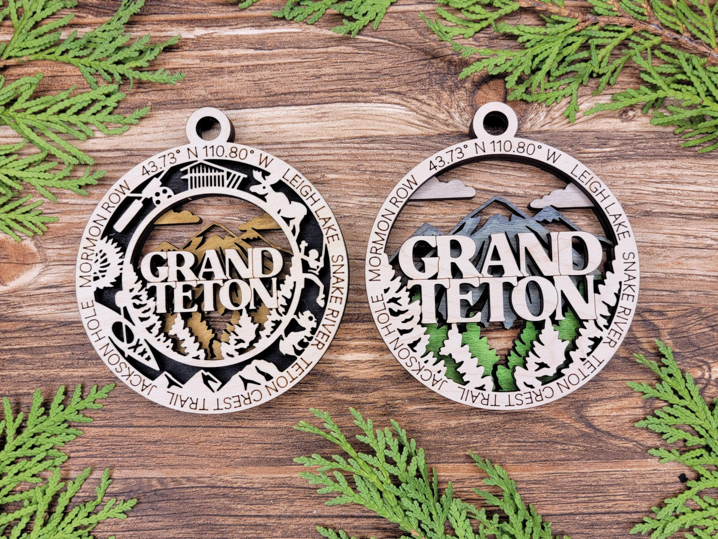 Grand Teton National Park Ornaments | Handcrafted | Wooden | Laser-Cut | Gift