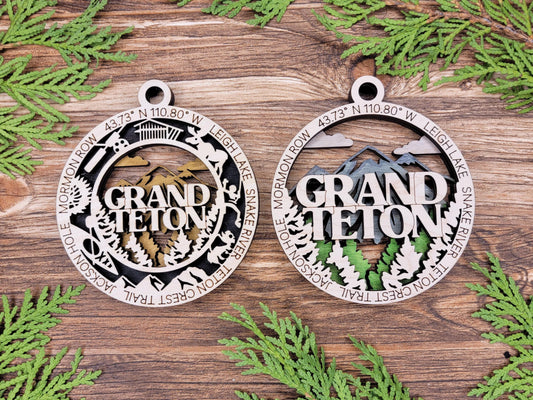 Grand Teton National Park Ornaments | Handcrafted | Wooden | Laser-Cut | Gift