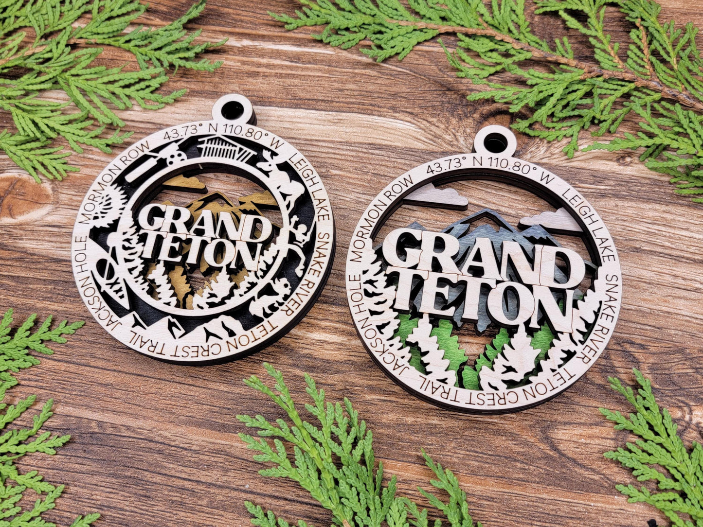 Grand Teton National Park Ornaments | Handcrafted | Wooden | Laser-Cut | Gift