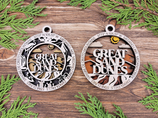 Great Sand Dunes National Park Ornaments | Handcrafted | Wooden | Laser-Cut | Gift
