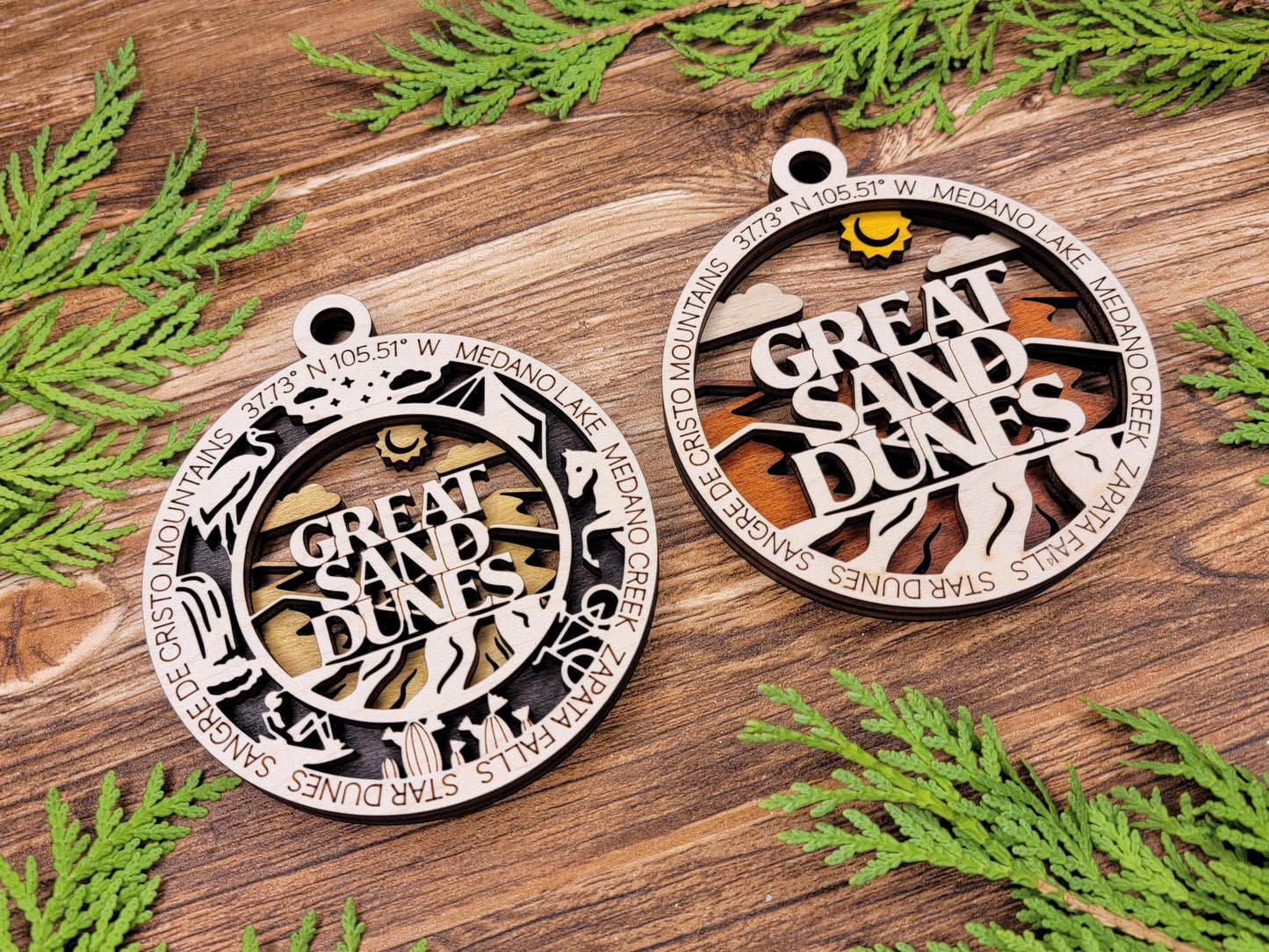 Great Sand Dunes National Park Ornaments | Handcrafted | Wooden | Laser-Cut | Gift