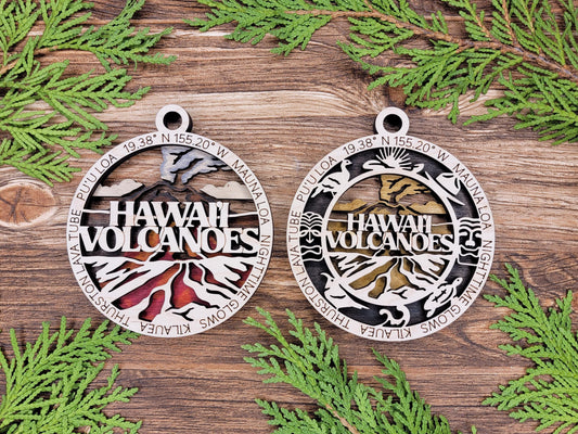 Hawaii Volcanoes National Park Ornaments | Handcrafted | Wooden | Laser-Cut | Gift
