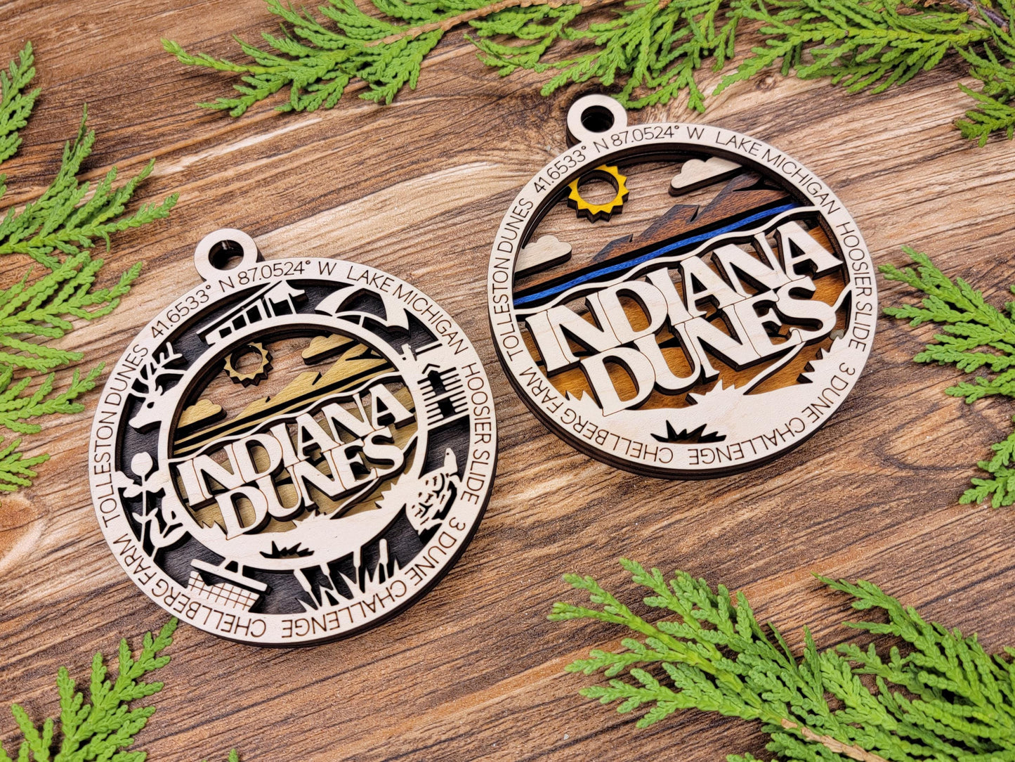 Indiana Dunes National Park Ornaments | Handcrafted | Wooden | Laser-Cut | Gift