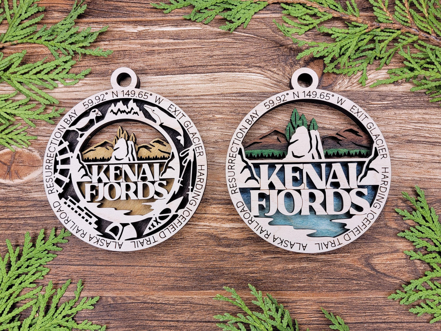 Kenai Fjords National Park Ornaments | Handcrafted | Wooden | Laser-Cut | Gift