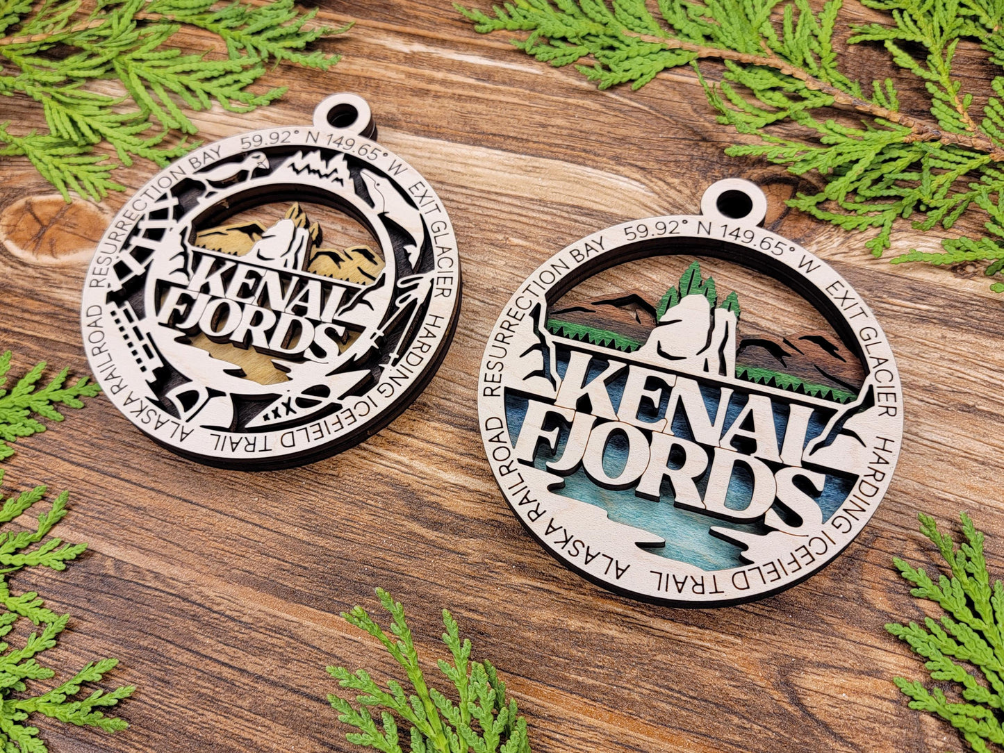 Kenai Fjords National Park Ornaments | Handcrafted | Wooden | Laser-Cut | Gift