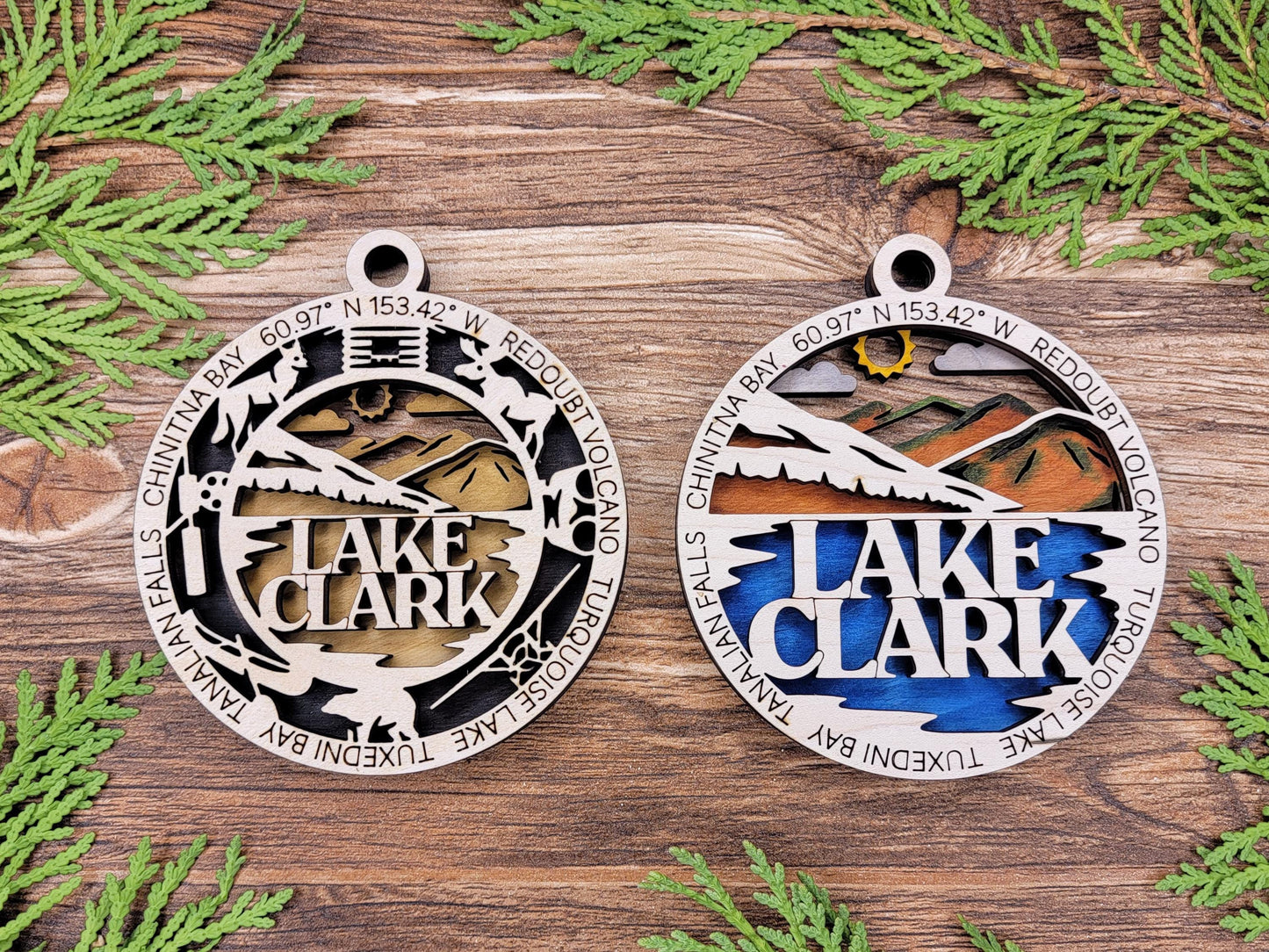 Lake Clark National Park Ornaments | Handcrafted | Wooden | Laser-Cut | Gift
