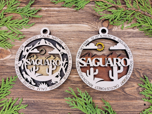 Saguaro National Park Ornaments | Handcrafted | Wooden | Laser-Cut | Gift