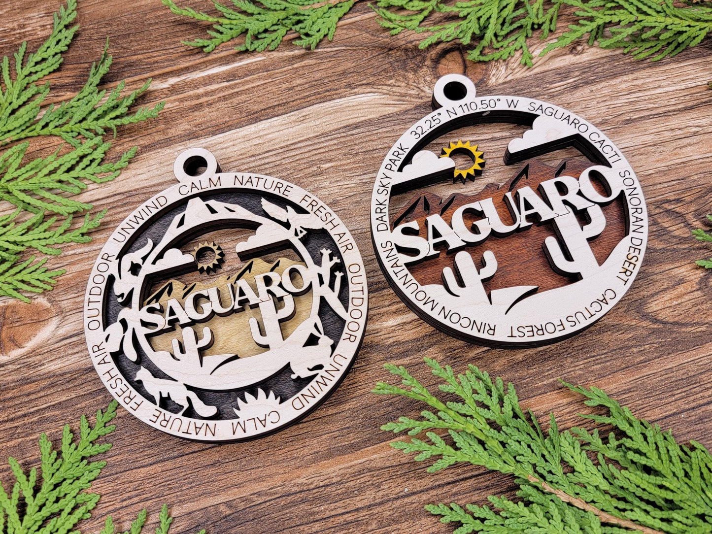 Saguaro National Park Ornaments | Handcrafted | Wooden | Laser-Cut | Gift