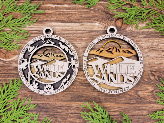 White Sands National Park Ornaments | Handcrafted | Wooden | Laser-Cut | Gift