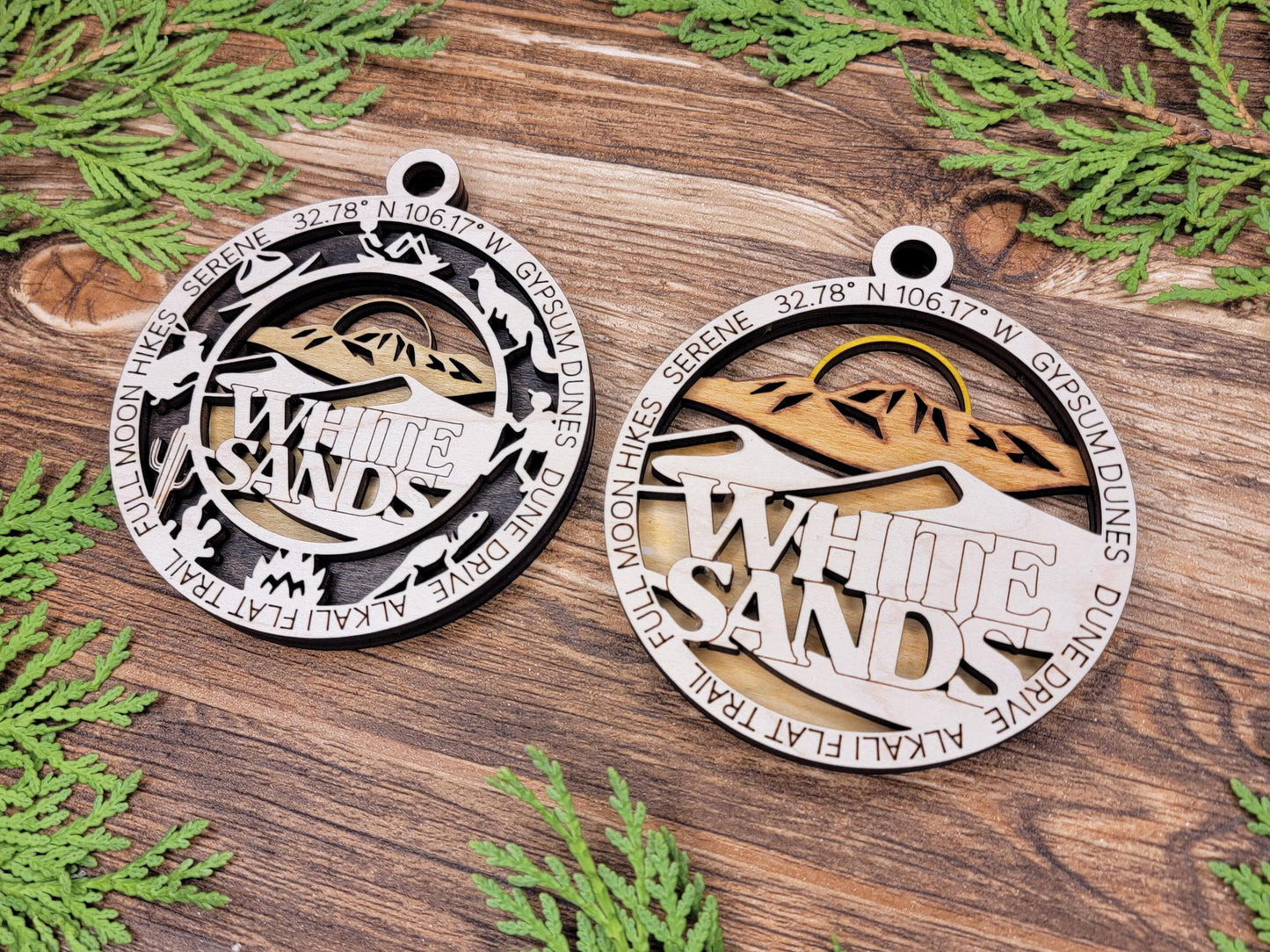 White Sands National Park Ornaments | Handcrafted | Wooden | Laser-Cut | Gift