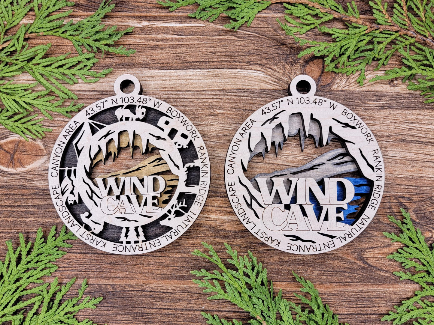 Wind Cave National Park Ornaments | Handcrafted | Wooden | Laser-Cut | Gift
