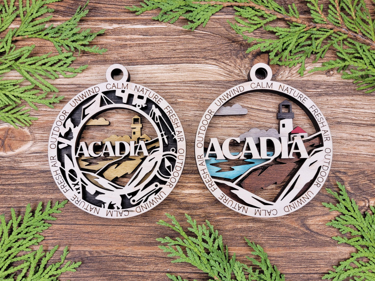 Acadia National Park Ornaments | Handcrafted | Wooden | Laser-Cut | Gift