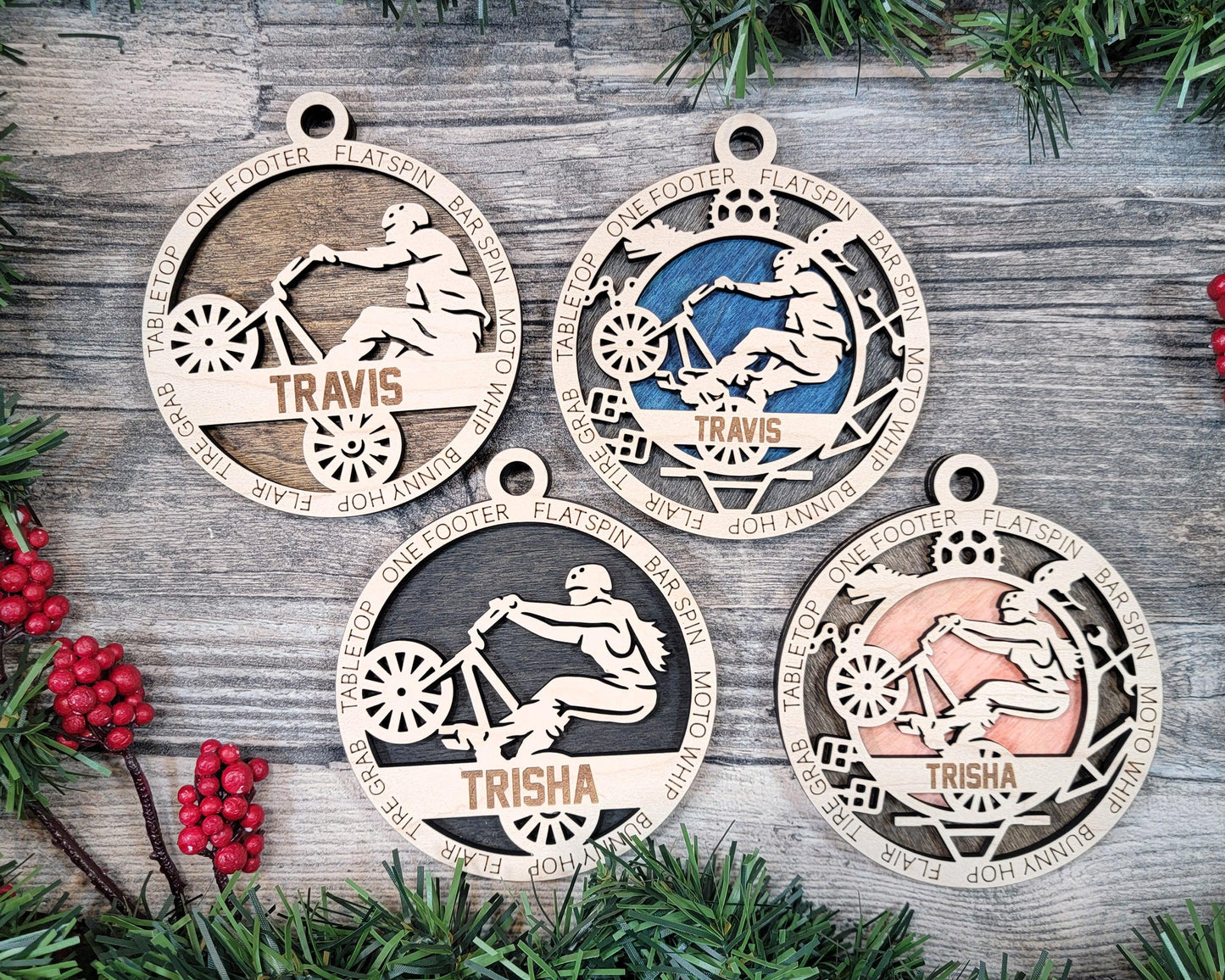 BMX Racing Personalized Ornaments | Handcrafted | Wooden | Laser-Cut | Gift