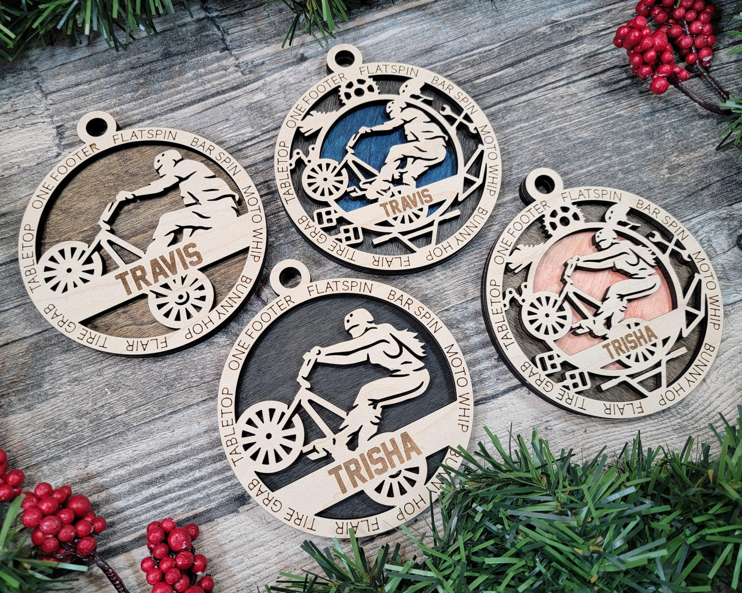 BMX Racing Personalized Ornaments | Handcrafted | Wooden | Laser-Cut | Gift