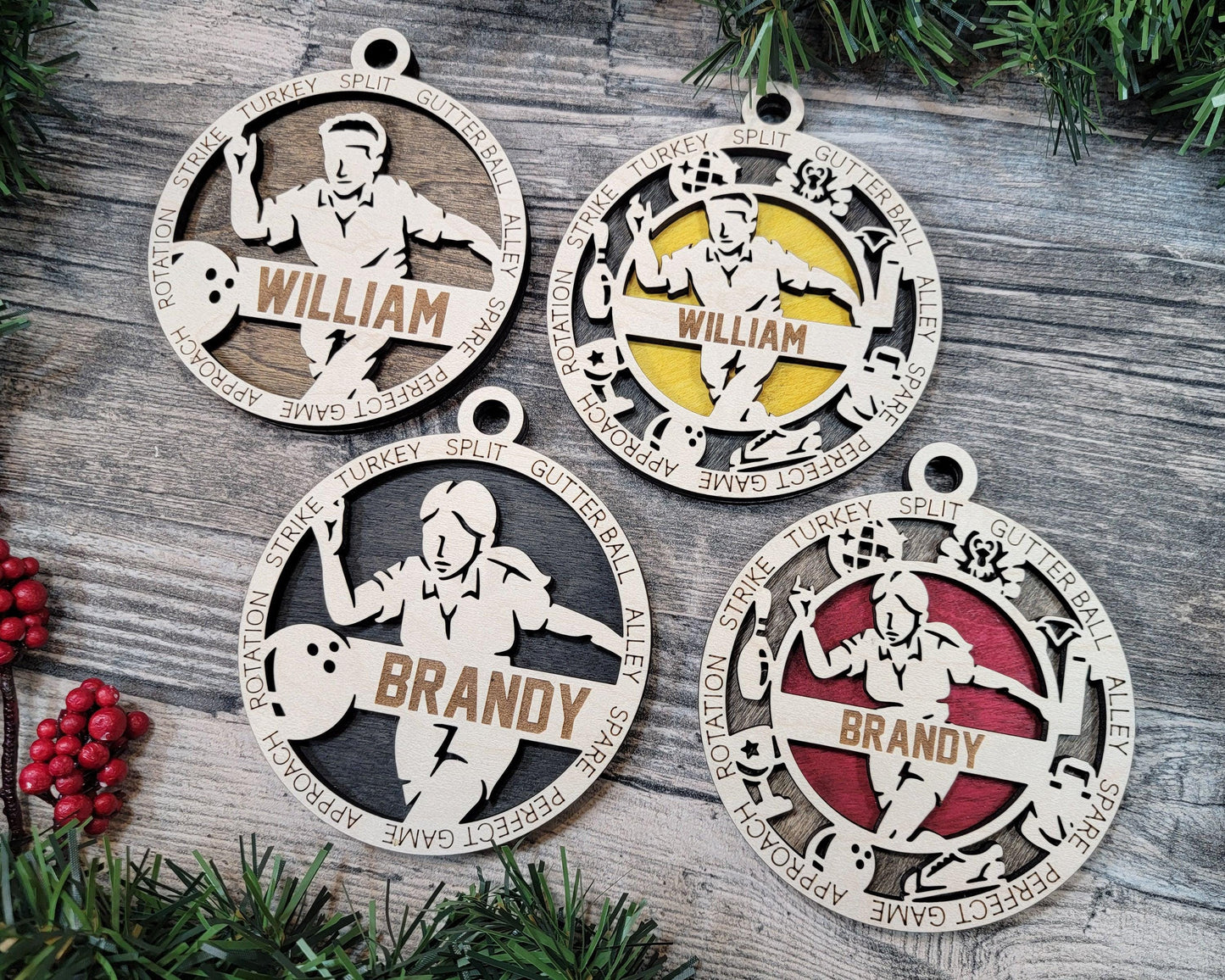 Bowling Personalized Ornaments | Handcrafted | Wooden | Laser-Cut | Gift