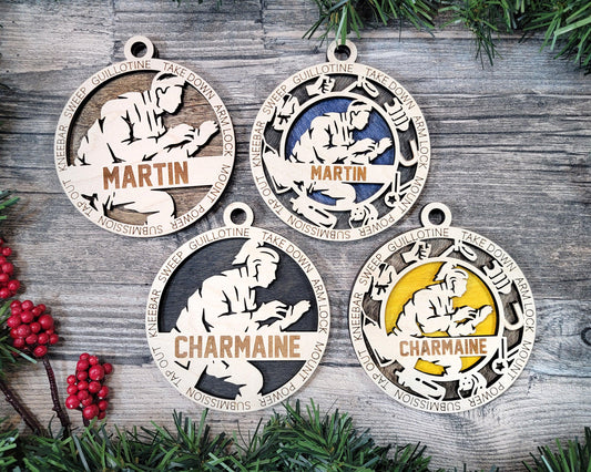 Jiu Jitsu Personalized Ornaments | Handcrafted | Wooden | Laser-Cut | Gift