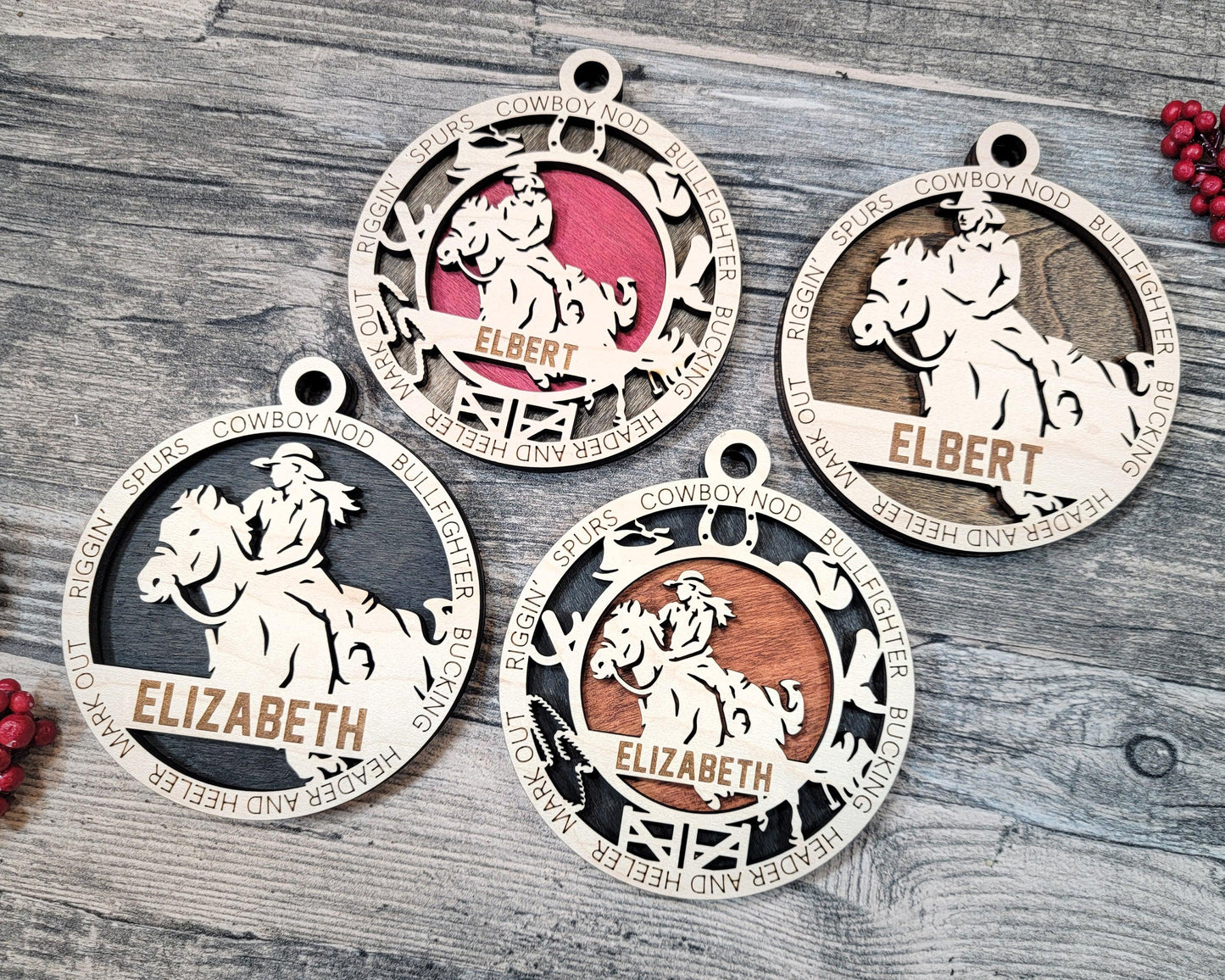 Rodeo Personalized Ornaments | Handcrafted | Wooden | Laser-Cut | Gift