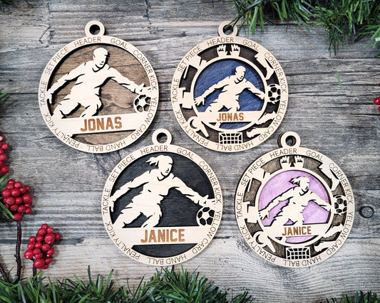 Soccer Player, Soccer Goalie Personalized Ornaments | Handcrafted | Wooden | Laser-Cut | Gift