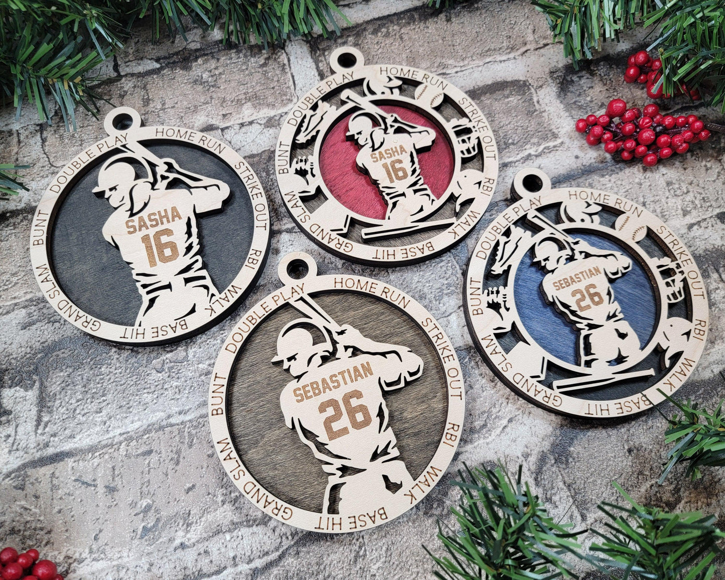 Baseball Player Personalized Ornaments