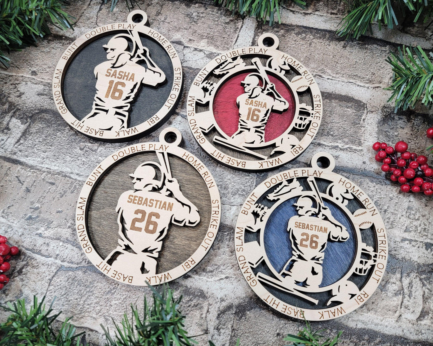 Baseball Player Personalized Ornaments