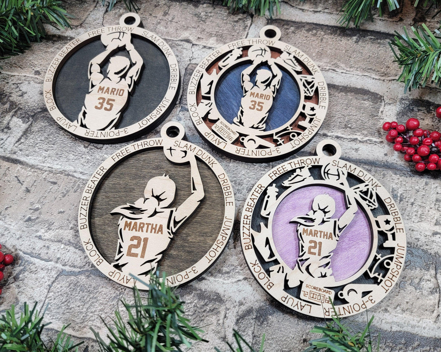 Basketball Player Personalized Ornaments | Handcrafted | Wooden | Laser-Cut | Gift