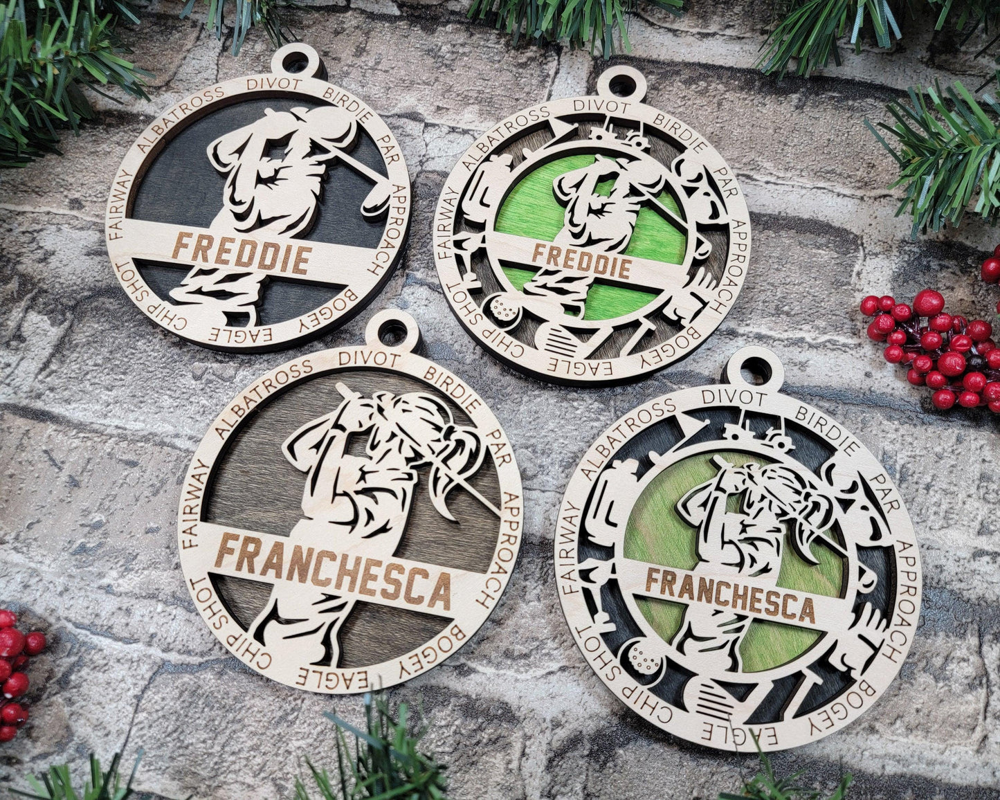 Golf Personalized Ornaments | Handcrafted | Wooden | Laser-Cut | Gift