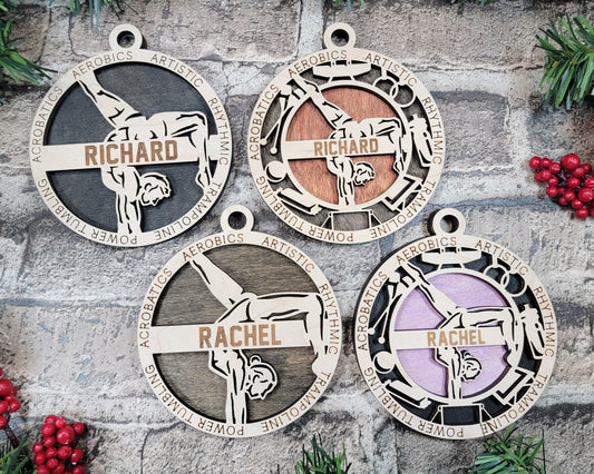 Gymnastics Personalized Ornaments | Handcrafted | Wooden | Laser-Cut | Gift