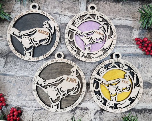 Martial Arts Personalized Ornaments | Handcrafted | Wooden | Laser-Cut | Gift