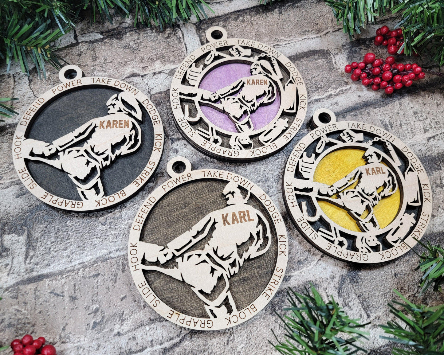Martial Arts Personalized Ornaments | Handcrafted | Wooden | Laser-Cut | Gift