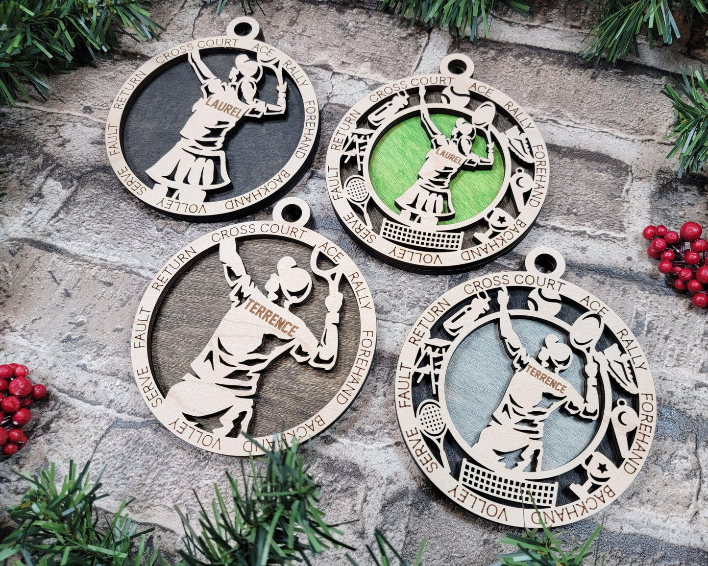 Tennis Personalized Ornaments | Handcrafted | Wooden | Laser-Cut | Gift