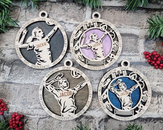 Volleyball Personalized Ornaments | Handcrafted | Wooden | Laser-Cut | Gift