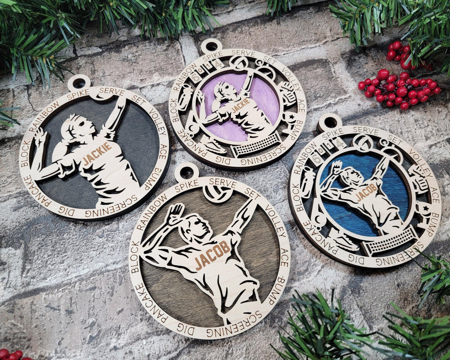 Volleyball Personalized Ornaments | Handcrafted | Wooden | Laser-Cut | Gift