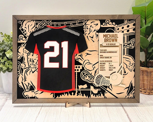 Lacrosse Jersey Plaques Anique Grad or Senior Night Gift - Personalize with Player Name and Stats, Team Name, Number and Colors!