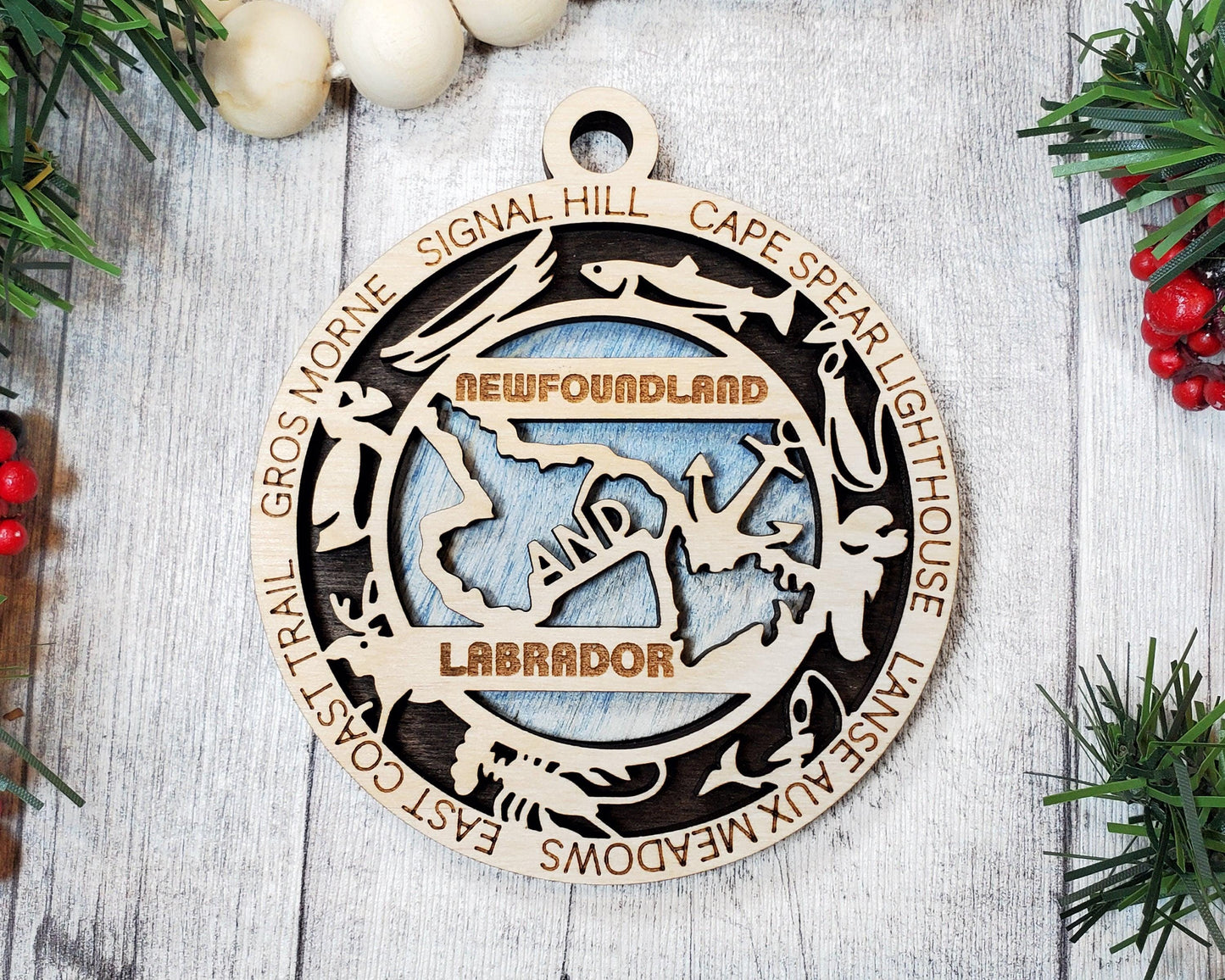 New Foundland and Labrador Province Travel Ornaments | Handcrafted | Wooden | Laser-Cut | Gift
