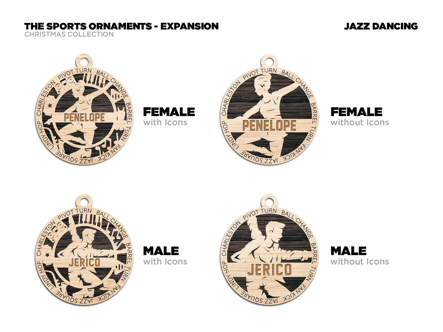 Jazz Dance Personalized Ornaments | Handcrafted | Wooden | Laser-Cut | Gift