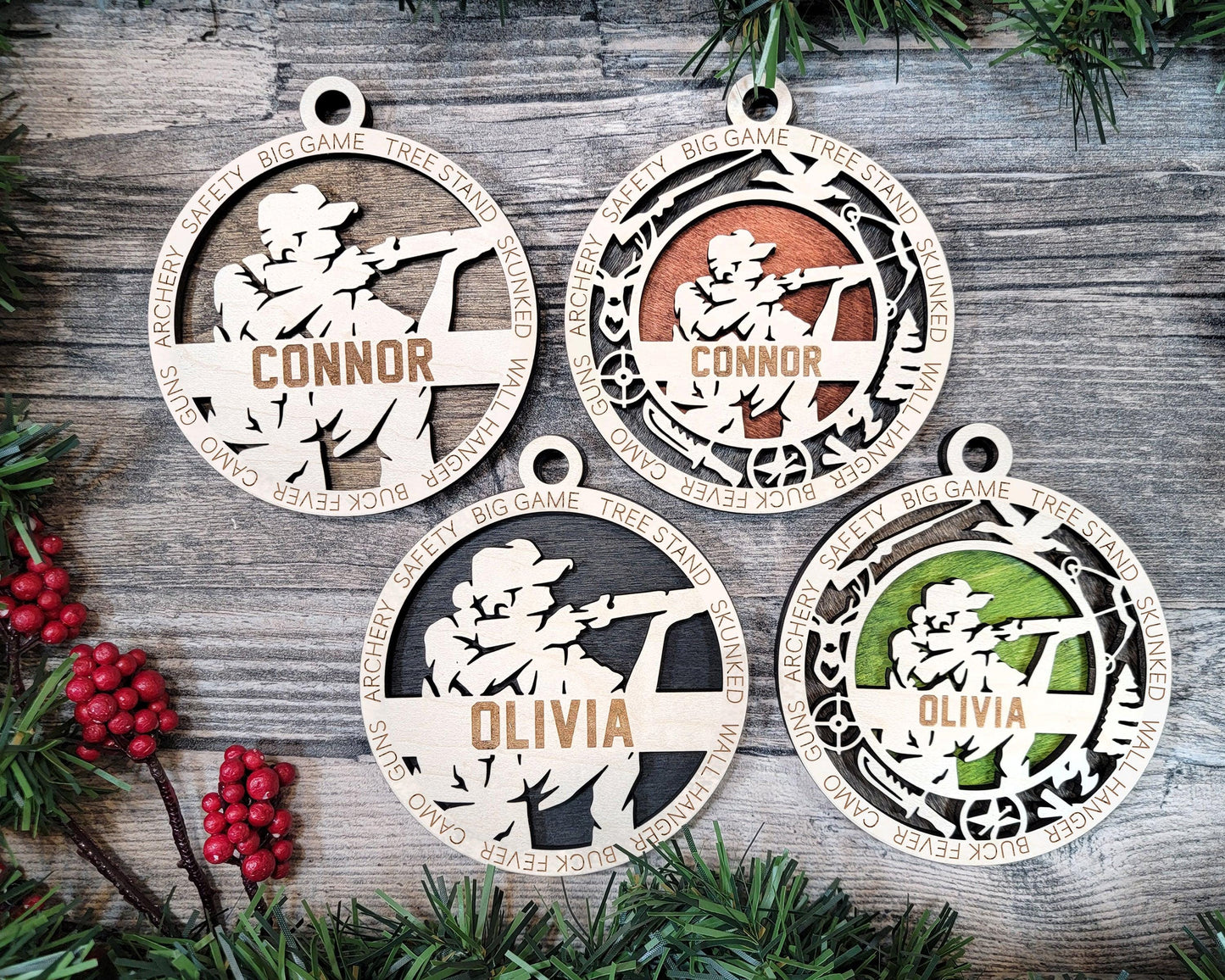 Hunter Personalized Ornaments | Handcrafted | Wooden | Laser-Cut | Gift