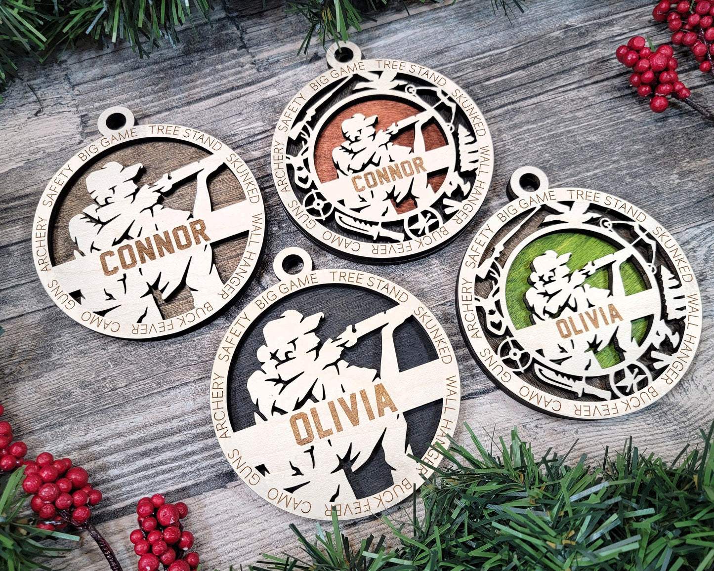 Hunter Personalized Ornaments | Handcrafted | Wooden | Laser-Cut | Gift