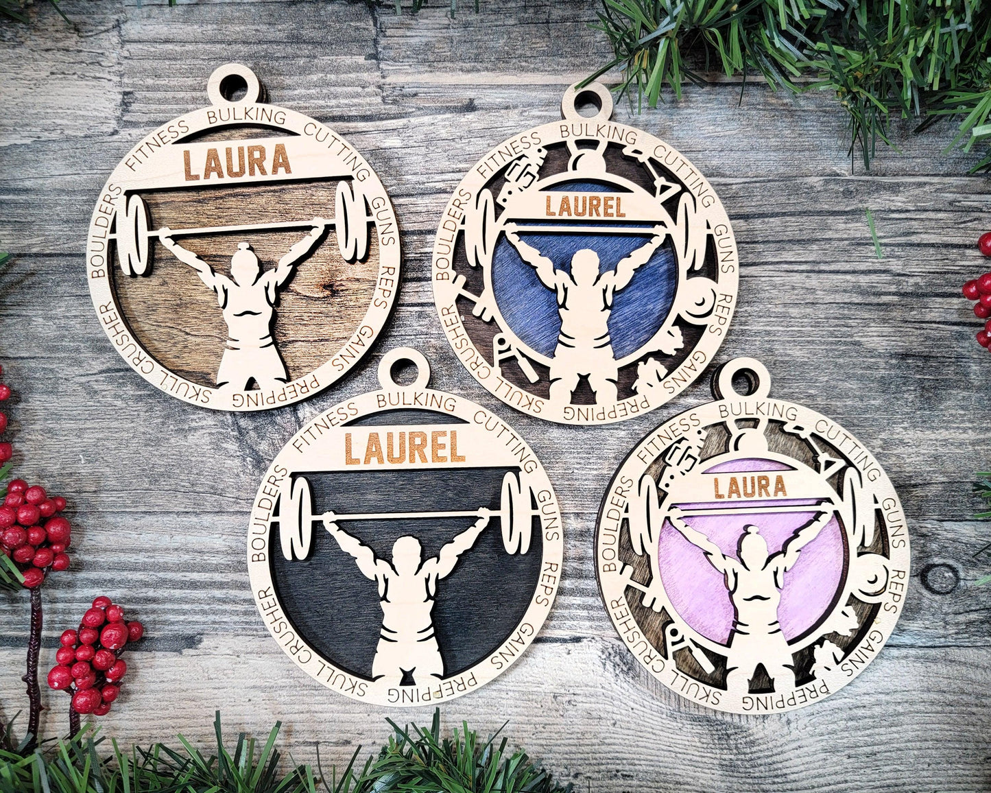 Weight Lifter Personalized Ornaments