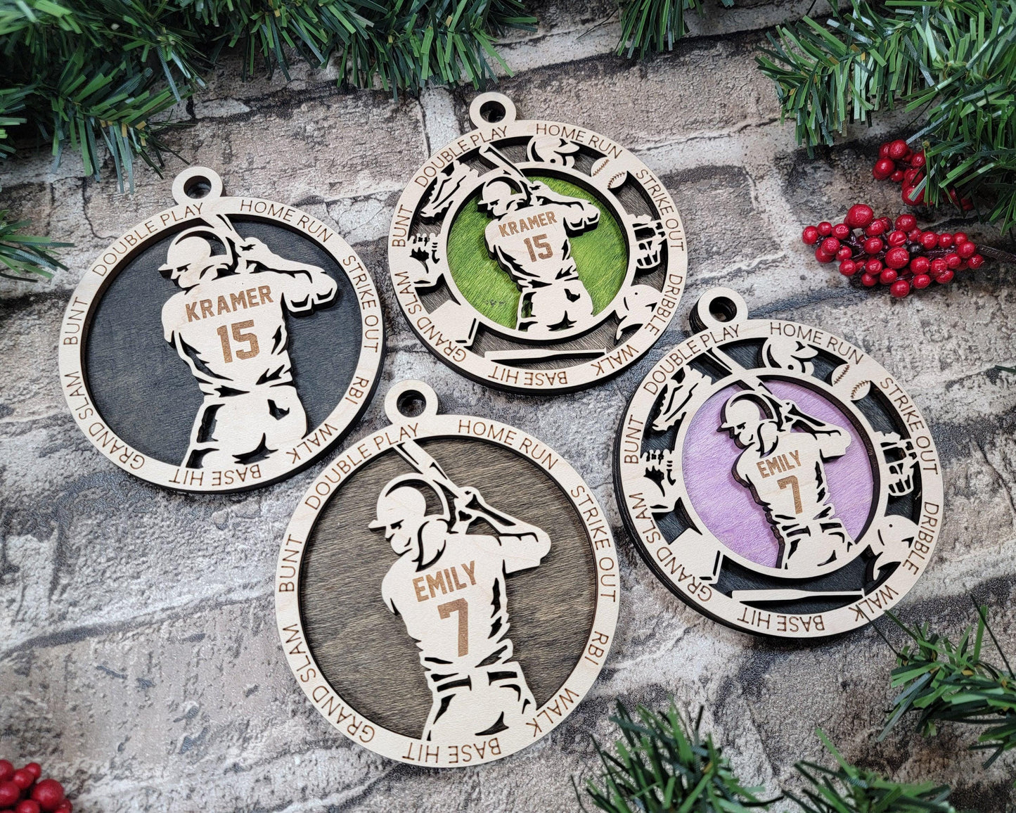 Softball Player Personalized Ornaments  | Handcrafted | Wooden | Laser-Cut | Gift