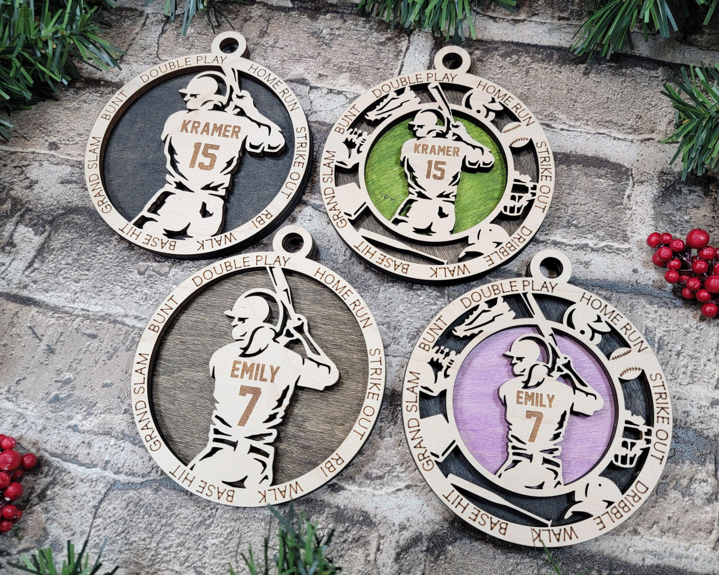 Softball Player Personalized Ornaments  | Handcrafted | Wooden | Laser-Cut | Gift
