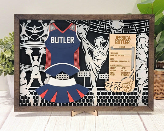 Cheerleader Jersey Plaque: Unique Grad or Senior Night Gift - Personalize with Player Name and Stats, Team Name, Number and Colors!