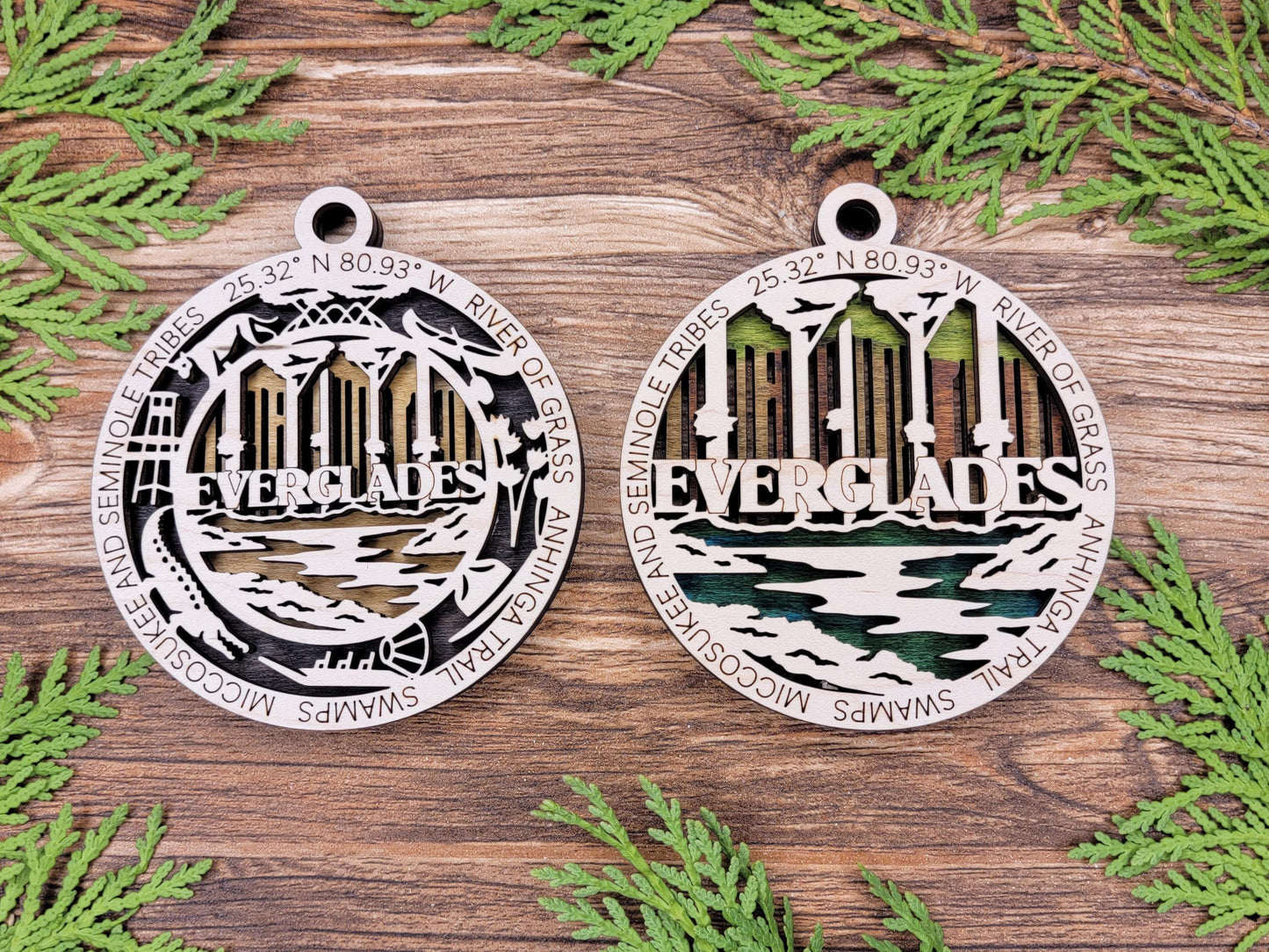 Everglades National Park Ornaments | Handcrafted | Wooden | Laser-Cut | Gift